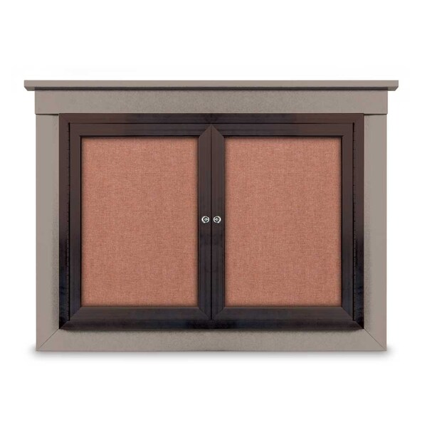 36"x36" 1-Door Enclosed Letterboard, Blue Felt/Cherry